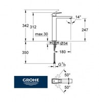 MONOMANDO LAVABO CAÑO ALTO EUROCUBE GROHE